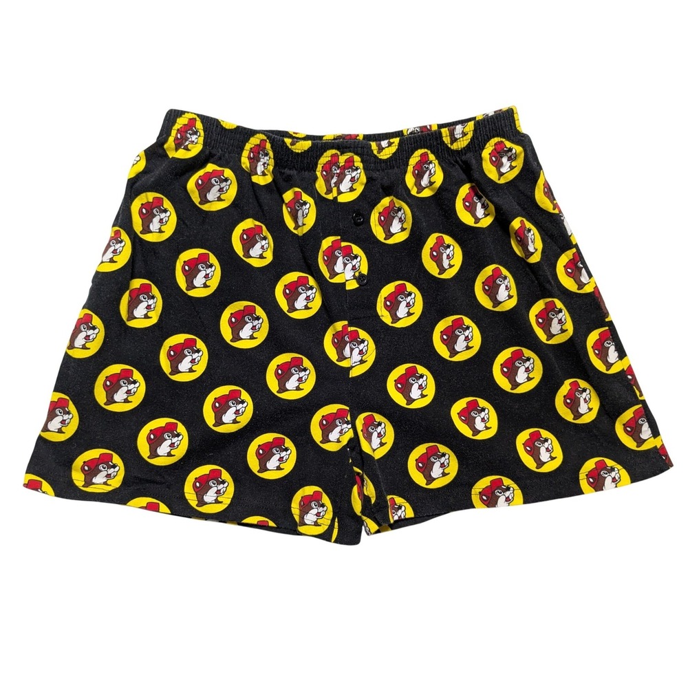 Buc-ee's Logo Lounge Shorts XL Black Beaver Mascot All Over Print Pajama Bottoms
